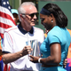 Indian Wells Tennis Garden CEO Raymond Moore presents the second-place trophy to Serena Williams after the women’s final of the BNP Paribas Open at the Indian Wells Tennis Garden in Indian Wells, Calif., on March 20, 2016. Victoria Azarenka defeated Williams 6-4, 6-4.
ROBYN BECK/AFP/Getty Images